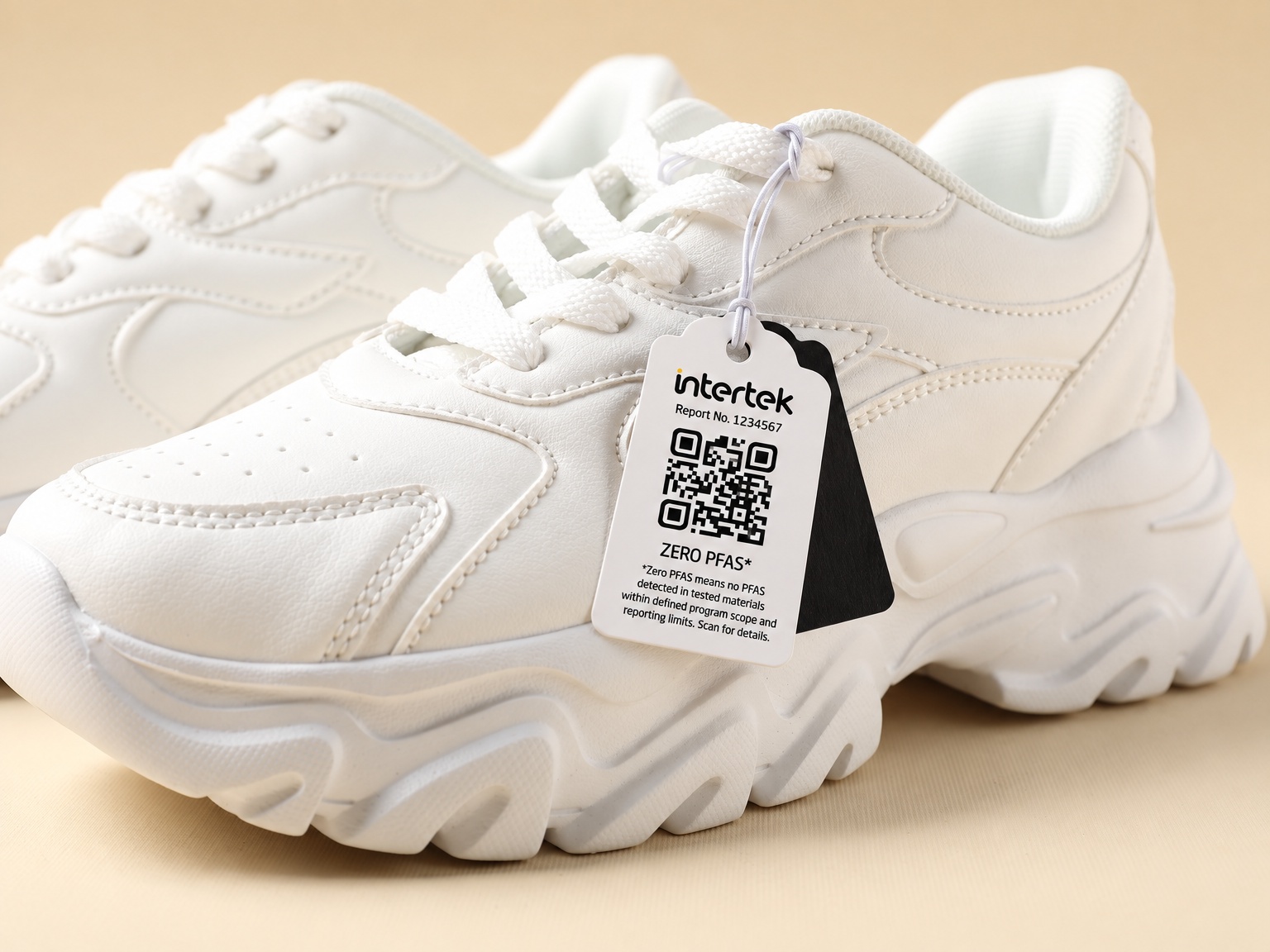 the white label is displayed on the shoe tag