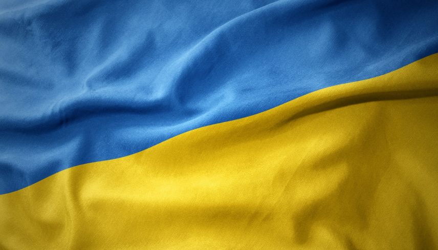 A representation of the Ukrainian flag, consisting of two horizontal bands: blue on top and yellow below.