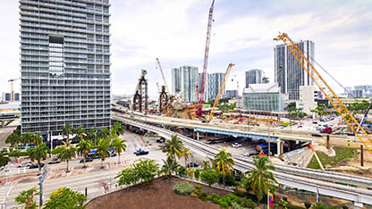 Construction projects in downtown Miami, Florida